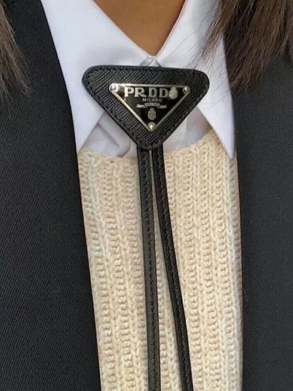 Prada Saffiano Leather Bolo Tie